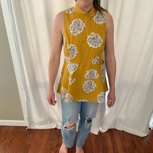 14th & Union Gold Asymmetrical Sleeveless Tank Top